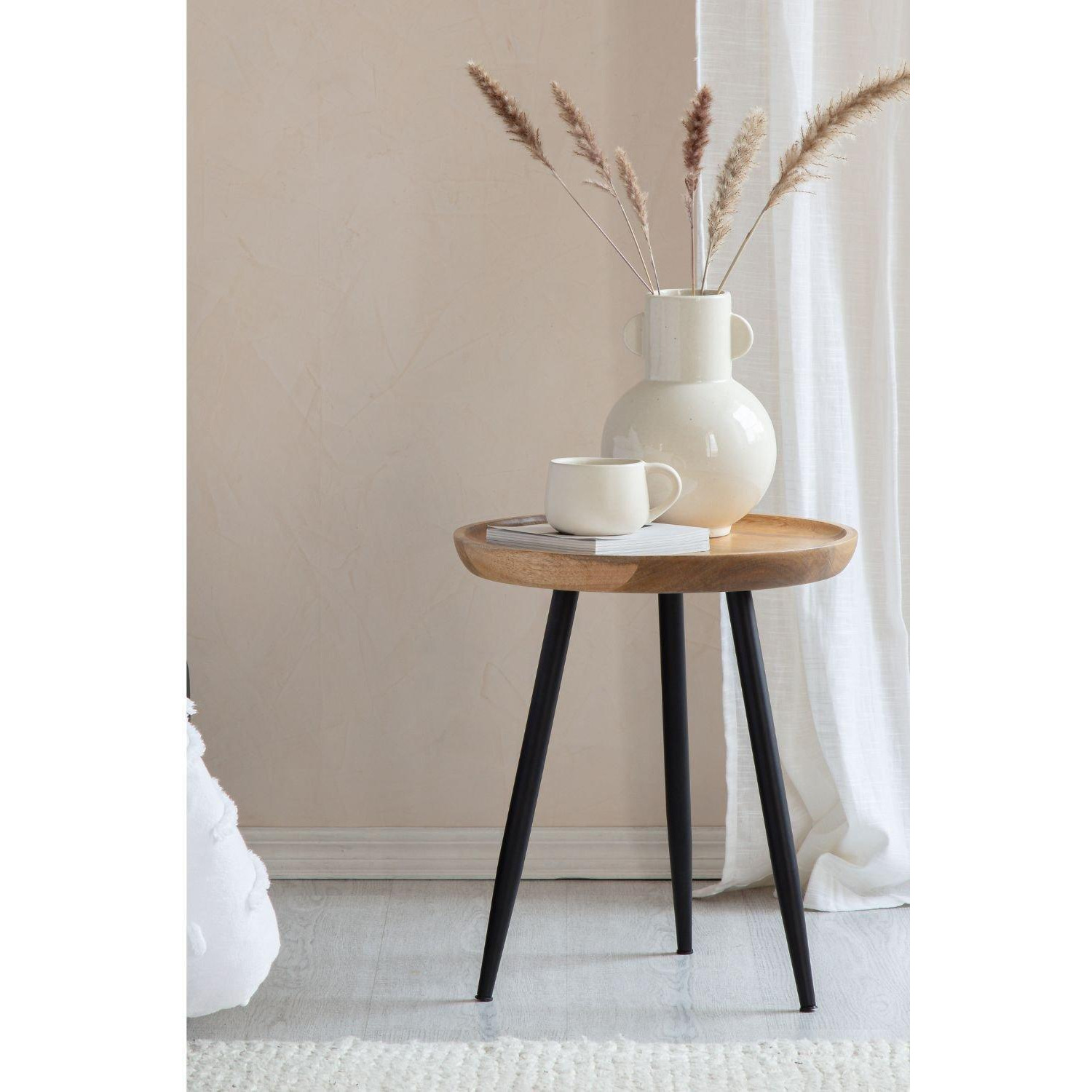 'Chervey' Round Mango Wood Tri Pin Side Table - Small - image 1