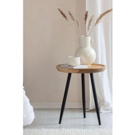 'Chervey' Small Side Table Solid Mango Wood With Black Tri-Pin Legs