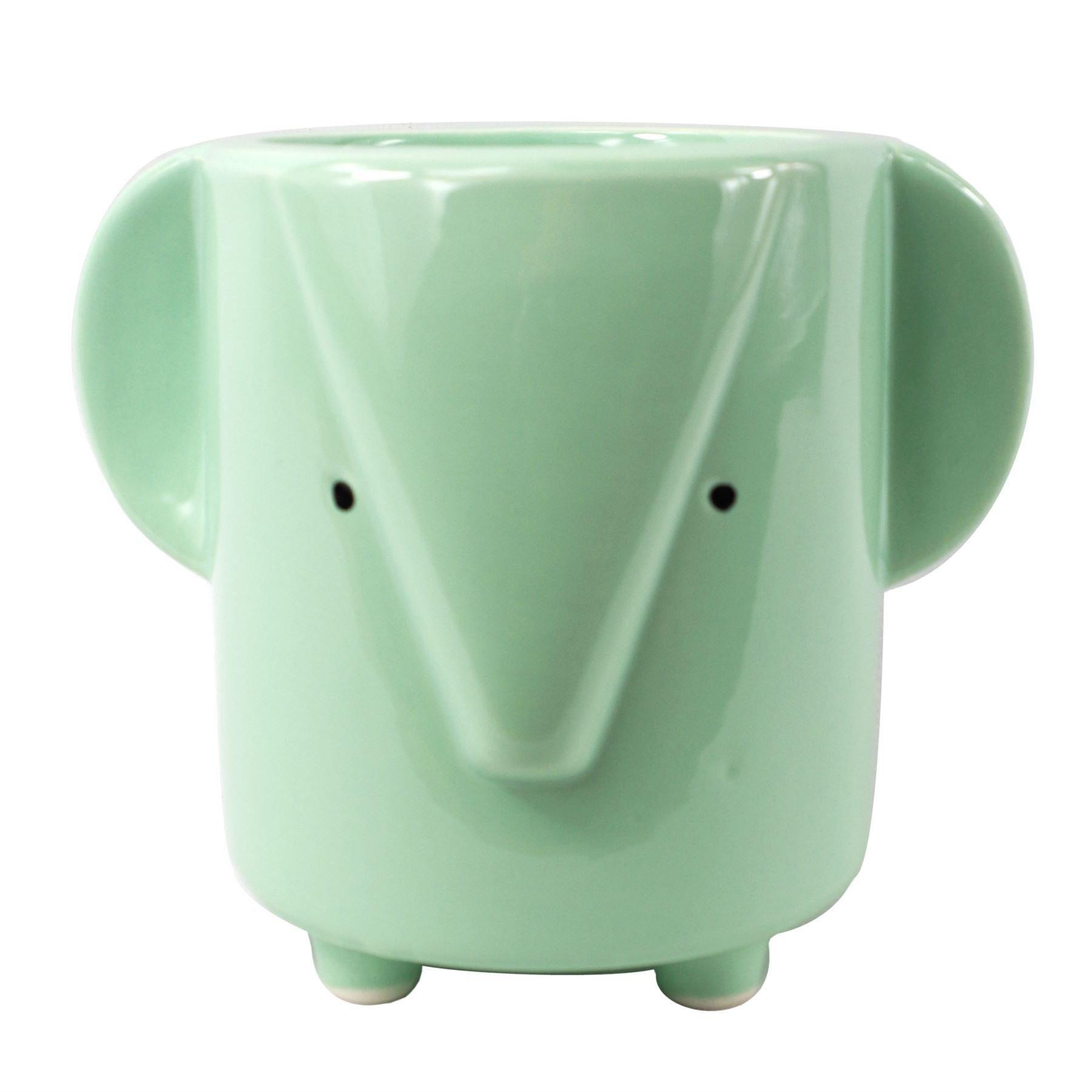 13cm Ceramic Blue Elephant Planter - image 1