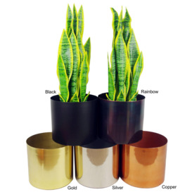 Tall Black Stand with Copper Metal Planter 62cm x 18cm - thumbnail 3
