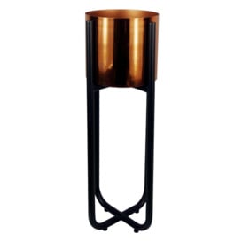 Tall Black Stand with Copper Metal Planter 62cm x 18cm