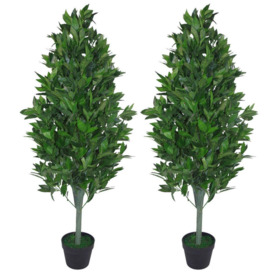 120cm Leaf Realistic Artificial Bay Cone Pair Laurel Topiary