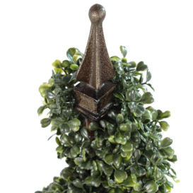 Pair of 120cm (4ft) Tall Artificial Boxwood Tower Trees Topiary Spiral Metal Top - thumbnail 3