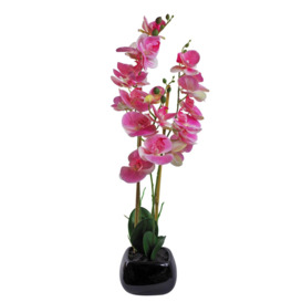 70cm Artificial Orchid Light Pink with Black Ceramic Planter - thumbnail 1