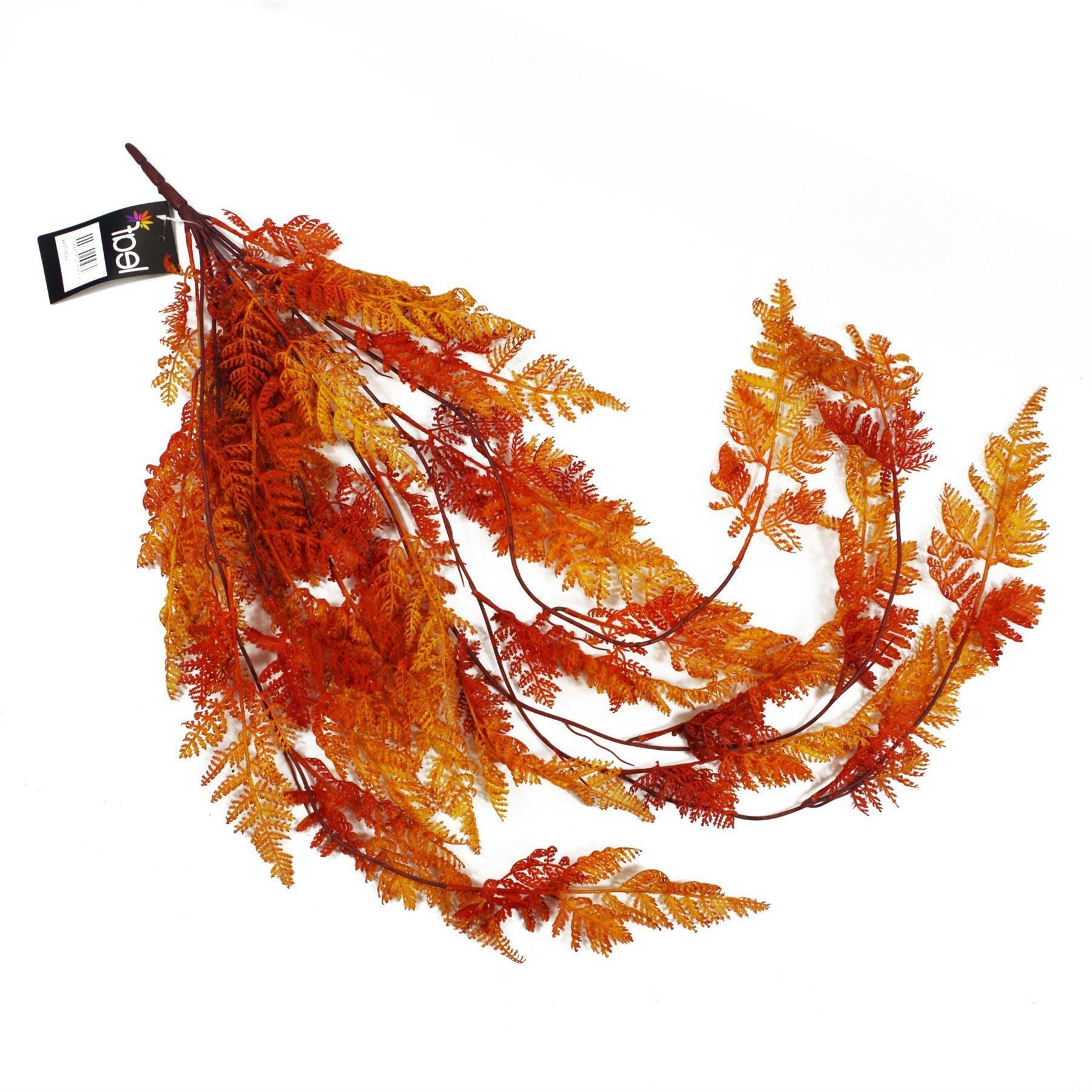 100cm Artificial Hanging Maidenhair Fern Plant Autumn Orange - image 1