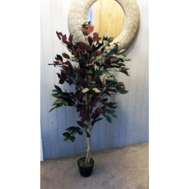 120cm (4ft) Artificial Dark Red Green Ficus Plant - Extra Large - thumbnail 3