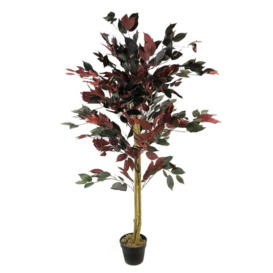 120cm (4ft) Artificial Dark Red Green Ficus Plant - Extra Large - thumbnail 1
