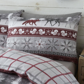 Scandi Nordic Brushed Cotton Check Reversible Duvet Cover Bedding Set - thumbnail 3