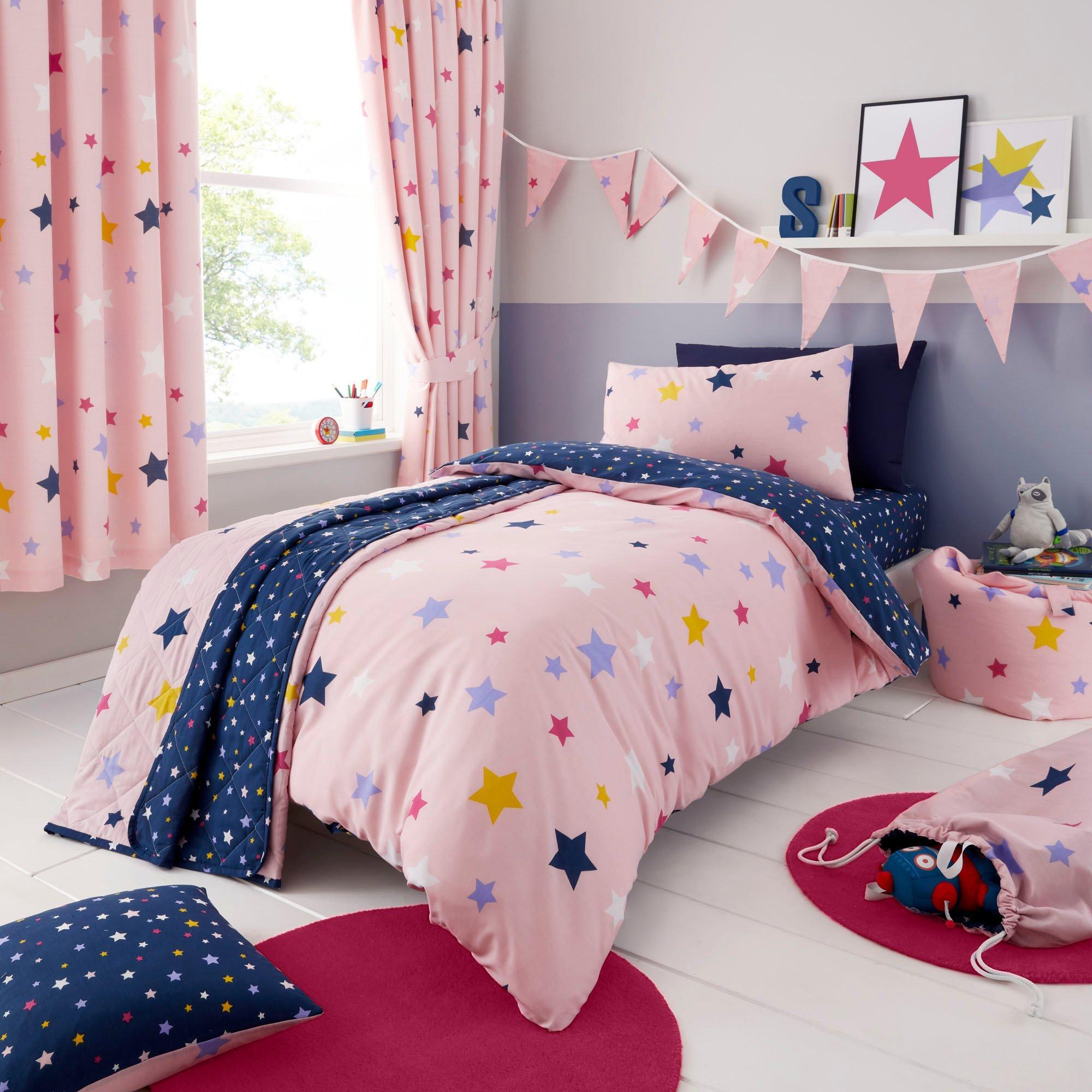 Kids Multi Stars Reversible Duvet Cover Quilt Bedding Set - image 1