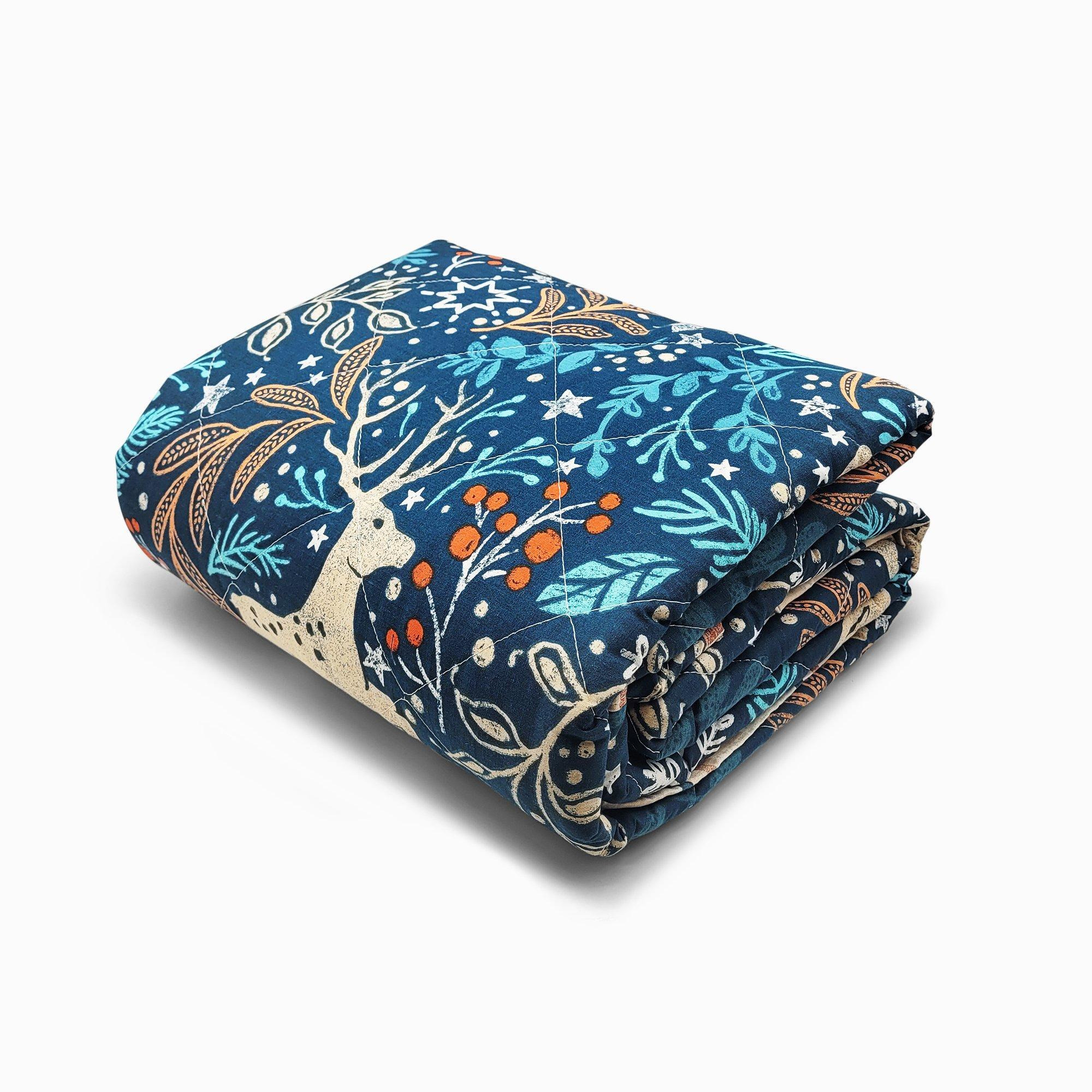 Winter Stags Reversible Quilted Throw Throwover Blanket - image 1