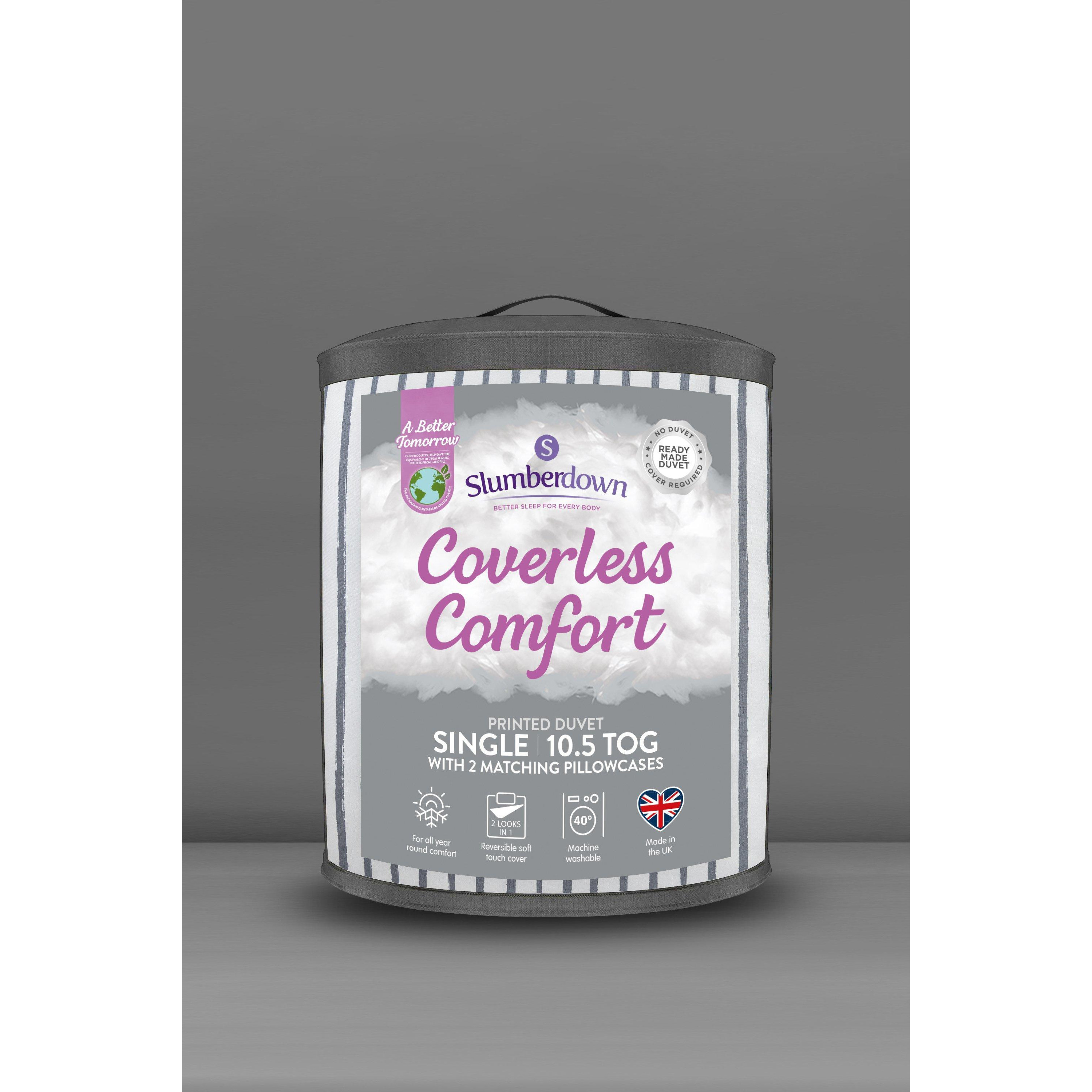 Coverless Comfort Printed Stripe Grey 10.5 Tog Duvet - image 1