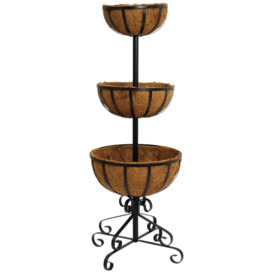 3 Tier Metal Flower Fountain Plant Display Stand with Coco Liners