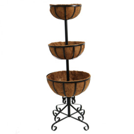 3 Tier Metal Flower Fountain Plant Display Stand with Coco Liners - thumbnail 3