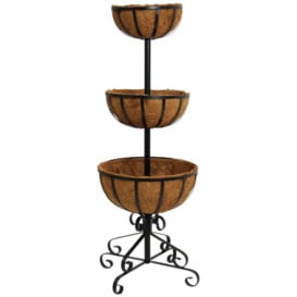 3 Tier Metal Flower Fountain Plant Display Stand with Coco Liners - thumbnail 2