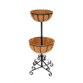 2 Tier Metal Flower Fountain Plant Display Stand with Coco Liners - thumbnail 3
