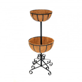 2 Tier Metal Flower Fountain Plant Display Stand with Coco Liners