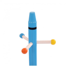 Childrens Wooden Crayon Coat Stand Rack 8 Hooks - thumbnail 2