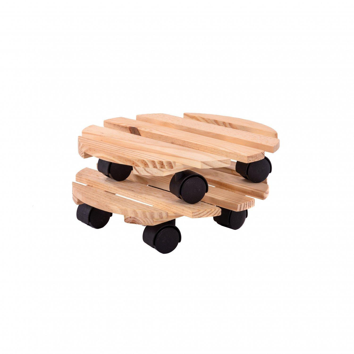 Set of 2 Wooden Plant Pot Mover Stands - image 1