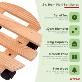 Set of 2 Wooden Plant Pot Mover Stands - thumbnail 3