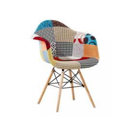 Modern Designer Patchwork Padded Dining Armchair Dressing Chair Scandinavian mid Century design inspired Armchair, Single Dining Chair