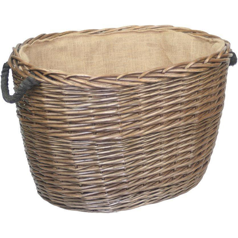 Wicker Oval Hessian Lined Log Basket - image 1