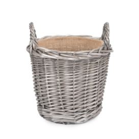 Wicker Antique Wash Finish Lined Log Baskets - thumbnail 2