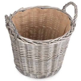 Wicker Antique Wash Finish Lined Log Baskets - thumbnail 3