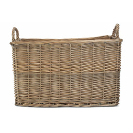 Wicker Antique Wash Rectangular Hessian Lined Basket - thumbnail 3