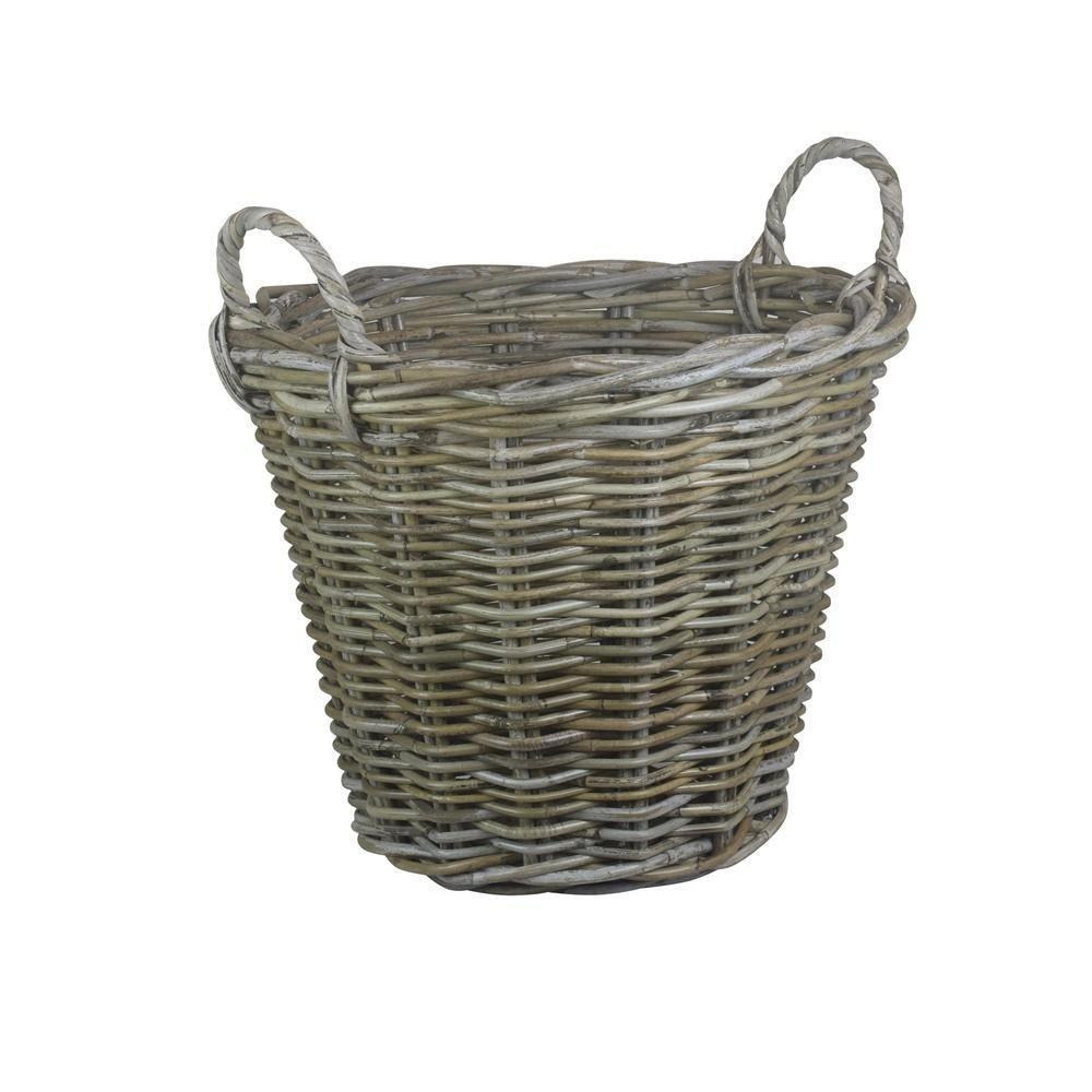 Rattan Small Round Grey Rattan Log Basket - image 1