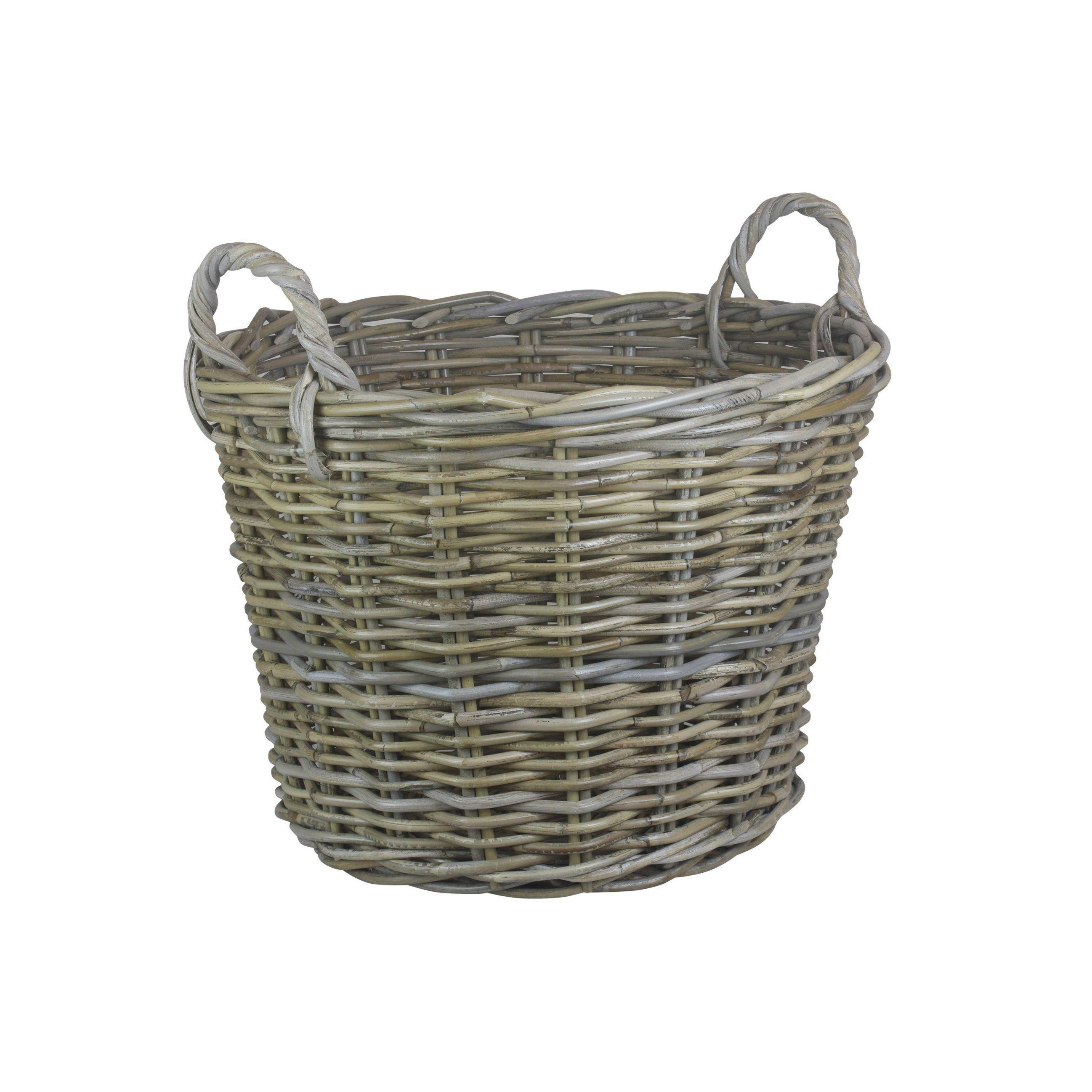 Rattan Round Grey Rattan Log Basket - image 1