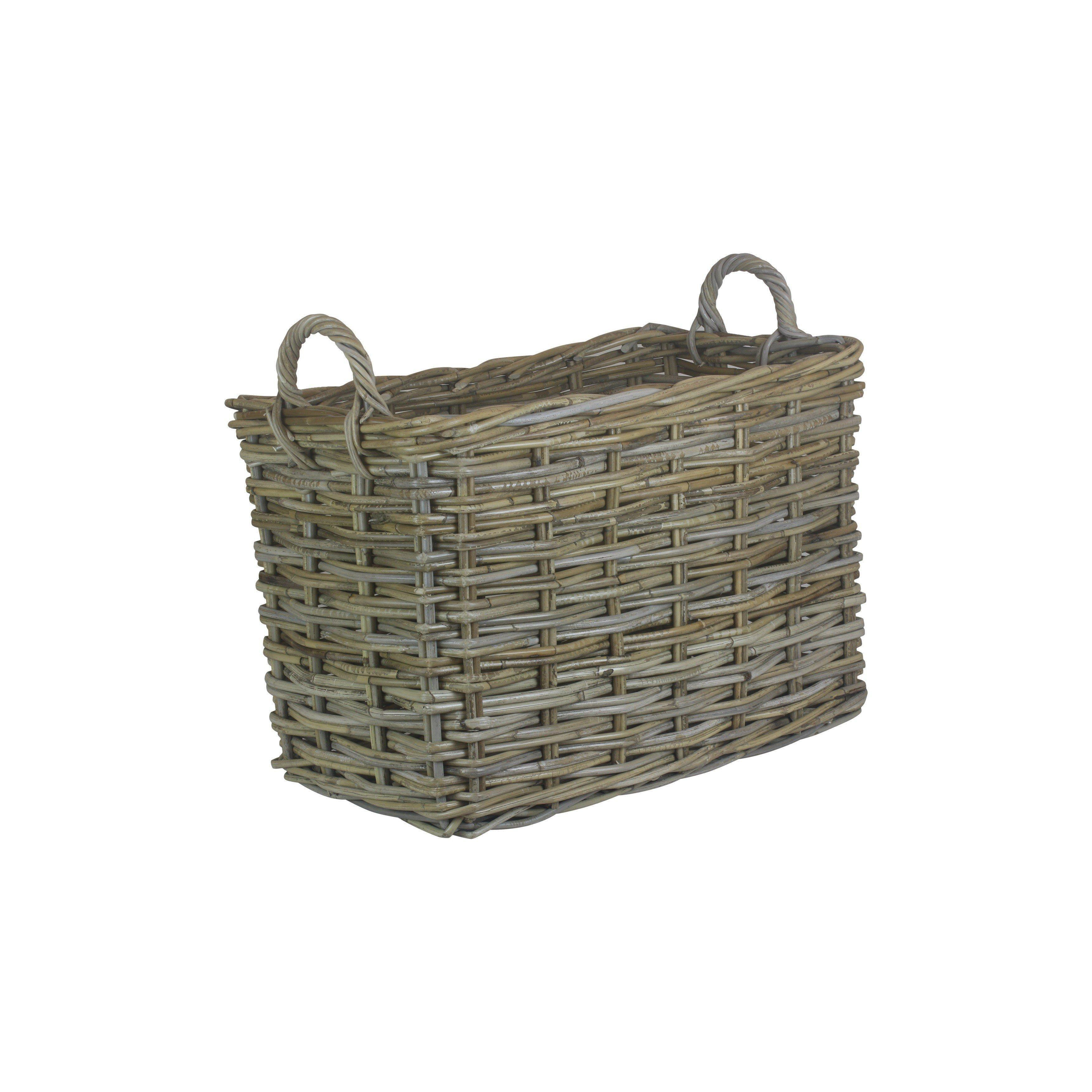 Rattan Rectangular Grey Rattan Hallway Log Basket - image 1