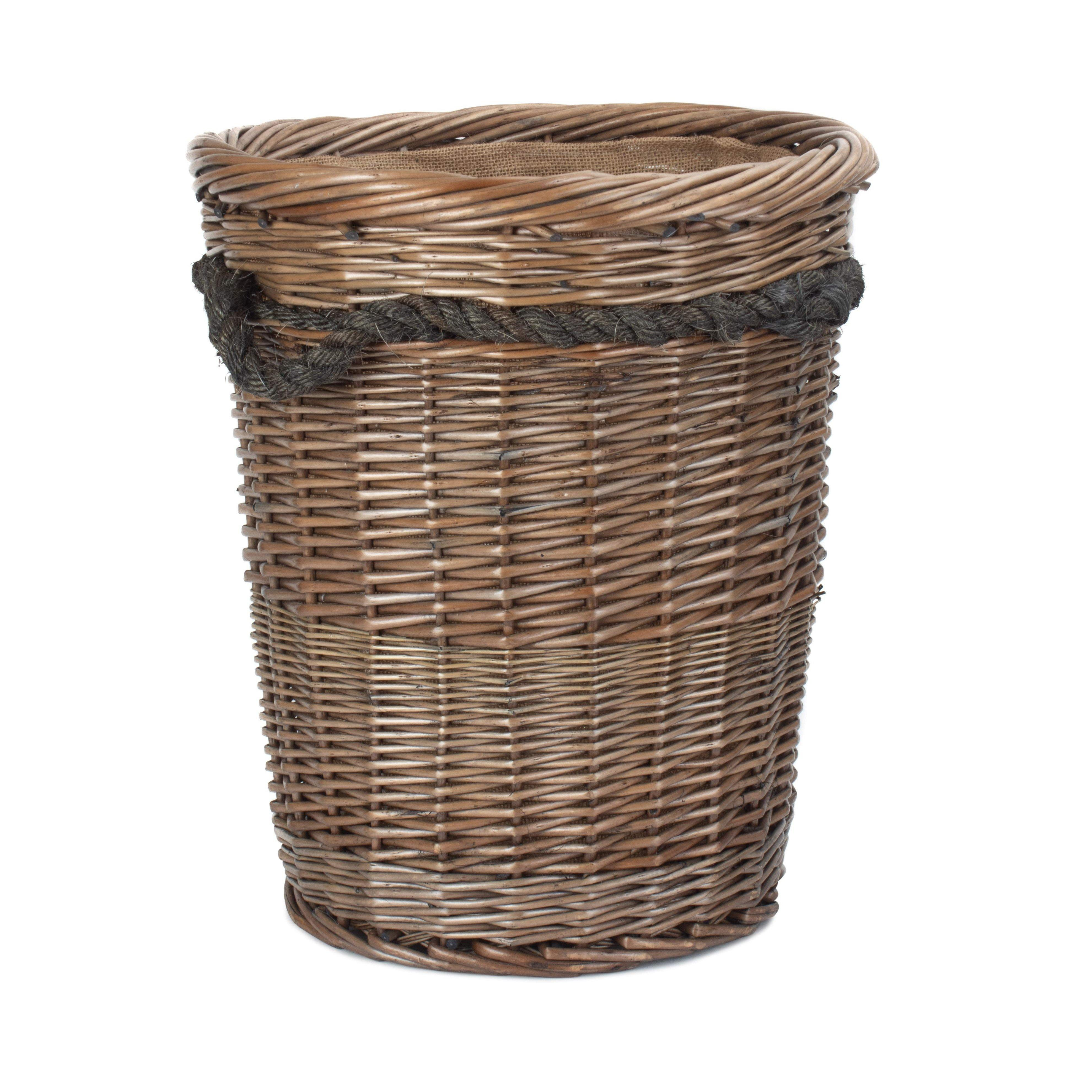 Wicker Tall Deluxe Hessian Lined Rope Handled Log Basket - image 1