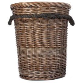Wicker Tall Deluxe Hessian Lined Rope Handled Log Basket - thumbnail 2
