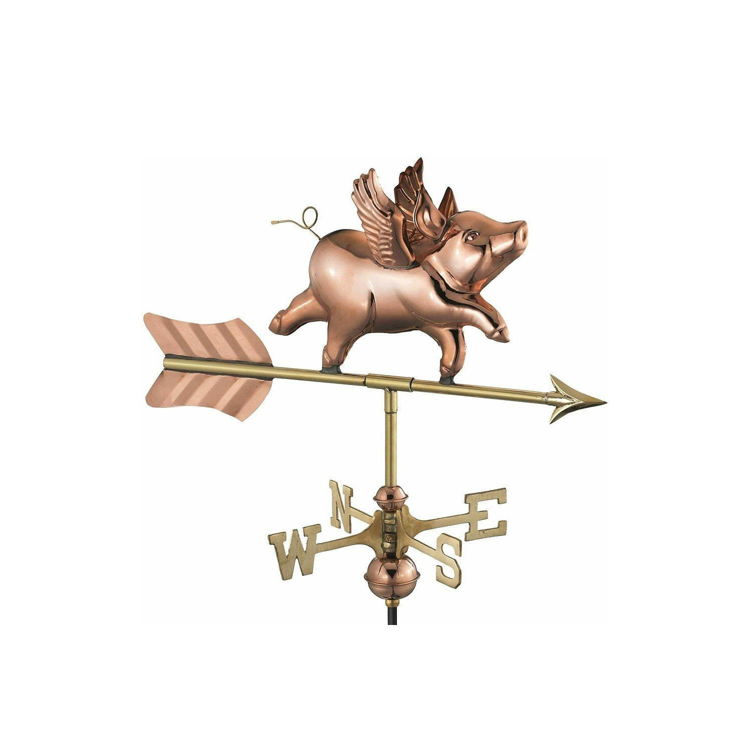 Flying Pig Cottage Copper Weathervane - image 1