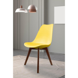 Soho Plastic Dining Chair with Squared Dark Wood Legs