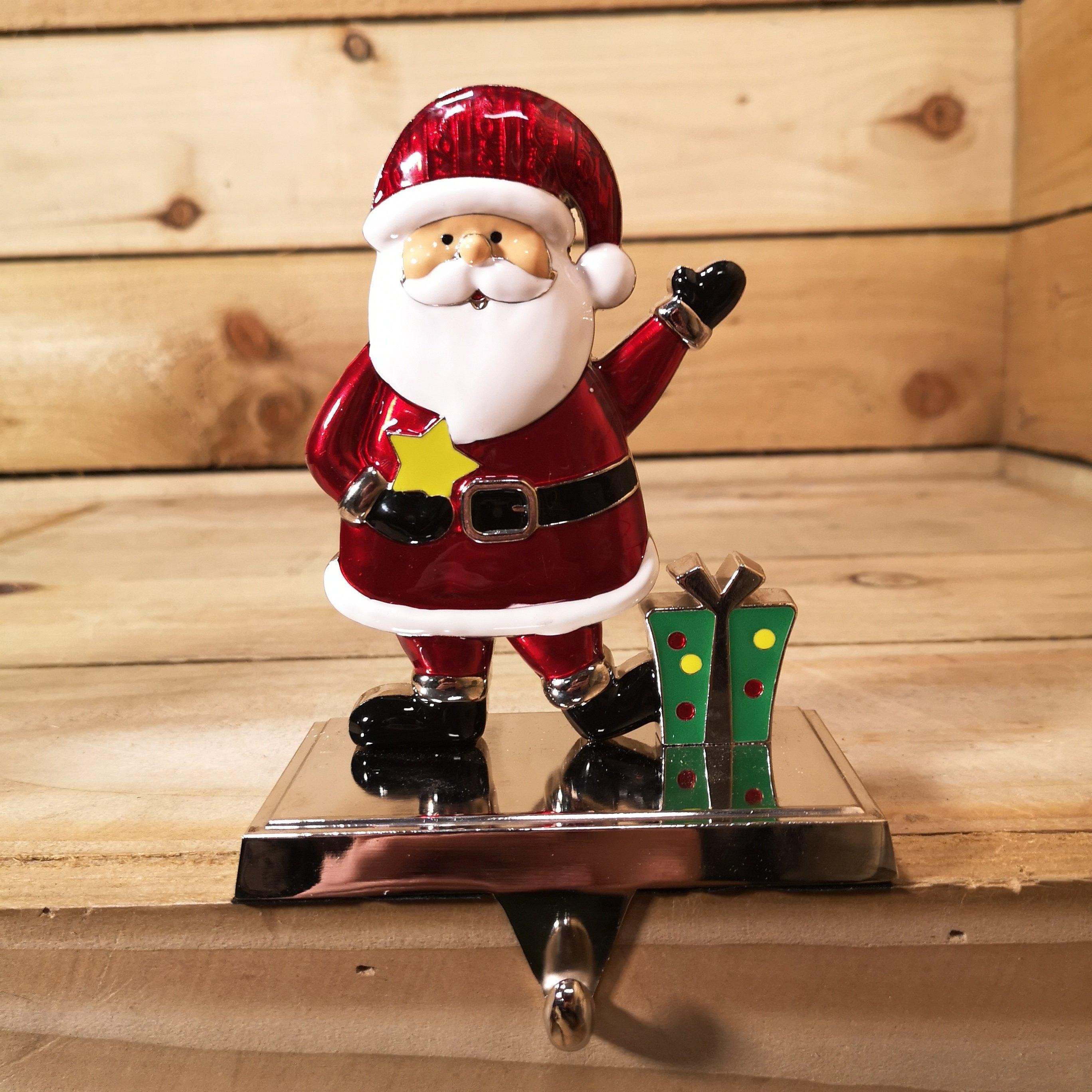 17 cm Santa And Festive Christmas Present Stocking Hanger In Colour - image 1