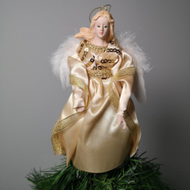 18cm Premier Bauble Tree Topper Angel Christmas Decoration in Gold - thumbnail 2