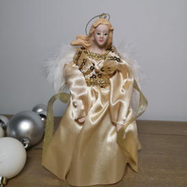 18cm Premier Bauble Tree Topper Angel Christmas Decoration in Gold - thumbnail 3