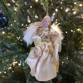 18cm Premier Bauble Tree Topper Angel Christmas Decoration in Gold - thumbnail 1