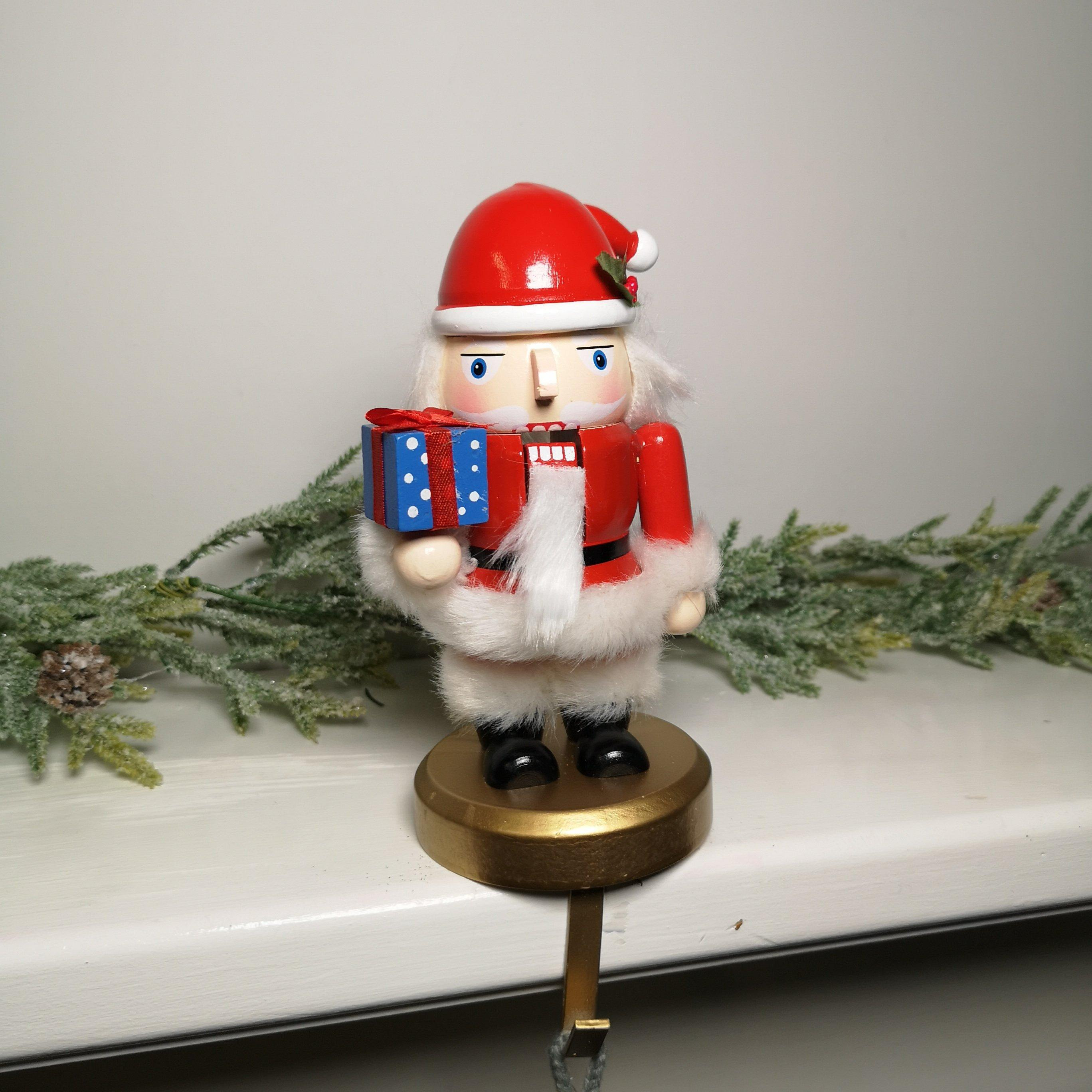 24cm Premier Wooden Christmas Santa Nutcracker Stocking Holder - image 1
