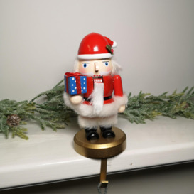 24cm Premier Wooden Christmas Santa Nutcracker Stocking Holder - thumbnail 1
