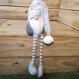 84cm Festive Male Grey Sitting Christmas Gonk with Oversized Hat & Dangly Legs - thumbnail 3