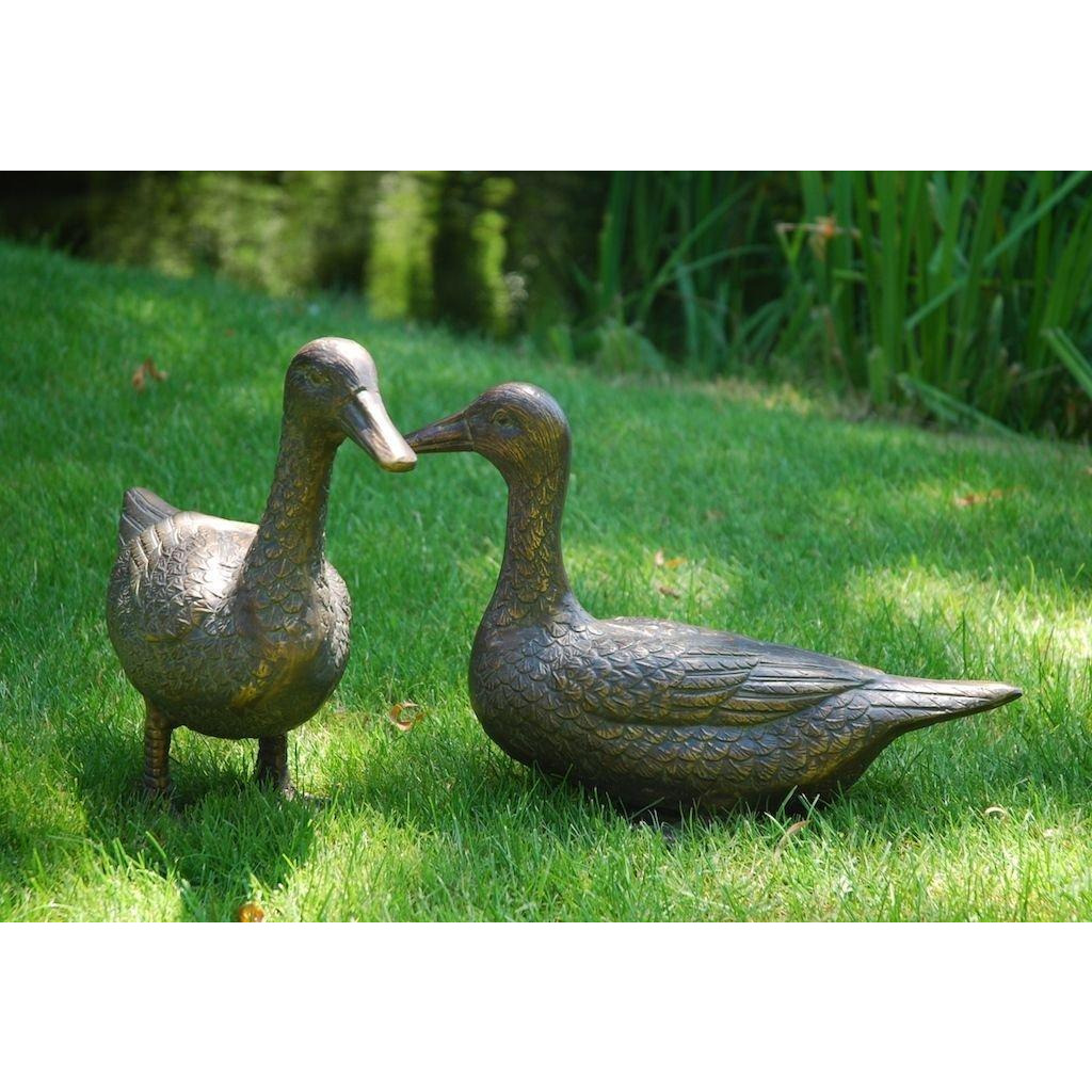 Pair of Ducks Garden Sculpture Cast Aluminium Ornament - image 1