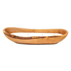 Home Fragrance Olive Wood Boat Soy Wax Candle 35cm Wild Fig
