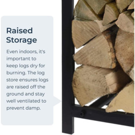 Rectangular Log Basket Storage Outdoor Indoor Black - thumbnail 2