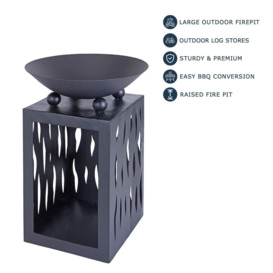 Brazier Metal Fire Pit with Log Store Garden Patio Outside Heater - thumbnail 2