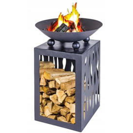 Brazier Metal Fire Pit with Log Store Garden Patio Outside Heater - thumbnail 3