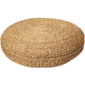 Braided Natural Jute Pouffe Flat Round Brown Foot Stool
