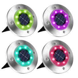 Solar Outdoor Garden Light IP65 Multicolour RGB, Pack of 4 - thumbnail 1