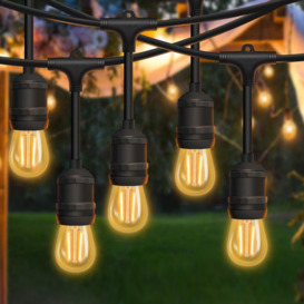 10M Drop Outdoor Garden String Lights with 15 Sockets E27 Holder, IP65 Commercial-Grade (Bulb not included) - thumbnail 1